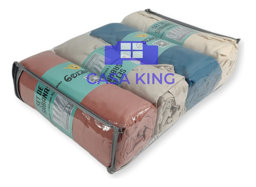 Sabanas Ajustables 2 1/2 Queen Colchon Alto - Lisos Pack X4 