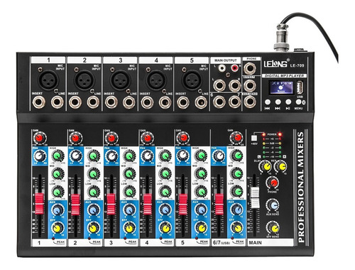  Mesa De Som Bluetooth Usb Mixer Mp3 Digital 6 Canais Le-709