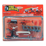 Set 8 Piezas Bombero Helicoptero Camion Grua Mata Fuego