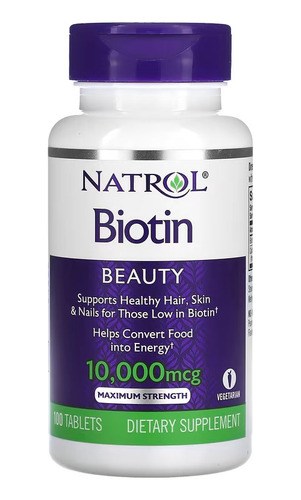 Biotina Natrol 10.000 Mcg Original | 100 Table Importado Usa