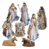 Presépio De Natal Plus Seda 8 Figuras Decorativo 41cm Resina