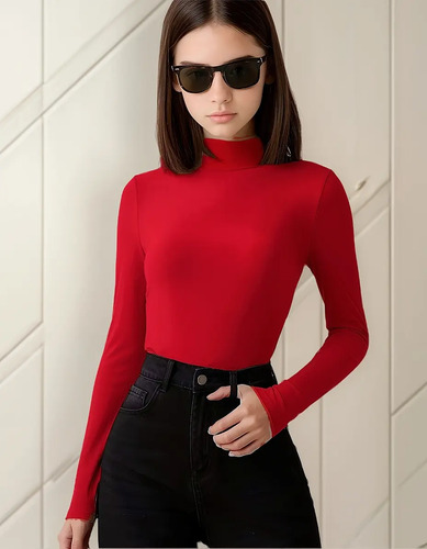 Blusa Cuello Tortuga Niña Ajustable Moda Casual