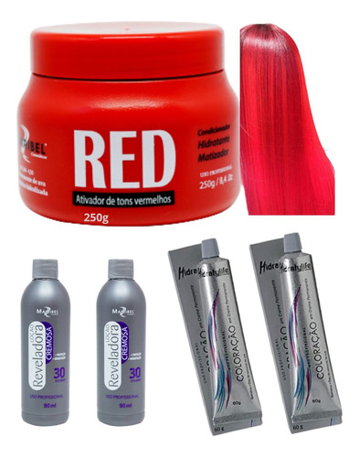 Kit Tinta Cabelo 2 Coloração 2 Ox 1 Matiz 250g Escolha A Cor