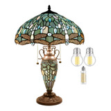 Lámpara De Mesa Tiffany Con Luz De Noche, Rústica, Gr...