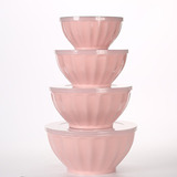 Set X4 Bowls Ensaladeras Recipientes Taper Con/tapa 