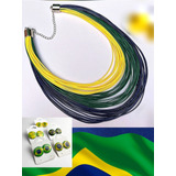  Max Colar Verde Amarelo Brasil Copa Do Mundo Fios Encerado 