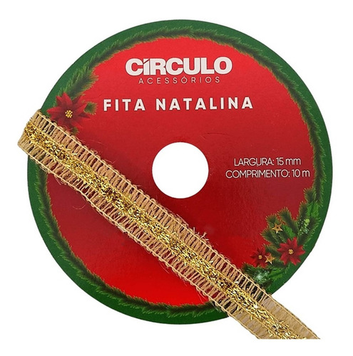 Fita Natalina Juta Lurex Presente Decoração 15mm 10 Metros