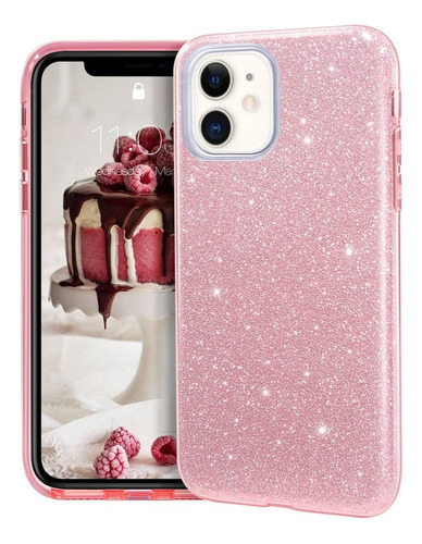 Funda Celular Para iPhone Carcasa Transparente Con Purpurina