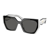 Gafas Prada Spr15w, Negro/blanco, 09q-5s0, 54 Mm, Color De Varilla: Blanco, Color De Lente: Gris Oscuro, Diseño Rectangular