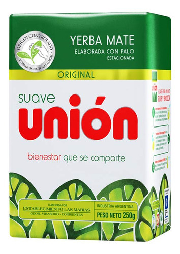 Yerba Mate Union Suave Original 250g Con Palo - Sin Tacc - 4flex