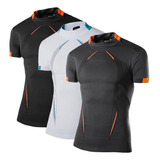 Playera 3 Piezas Deportiva Compresión Correr Corta Hombre 