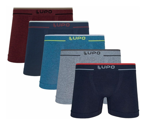 Cueca Lupo 733 Kit 5 Peças Boxer Microfibra Sem Costura