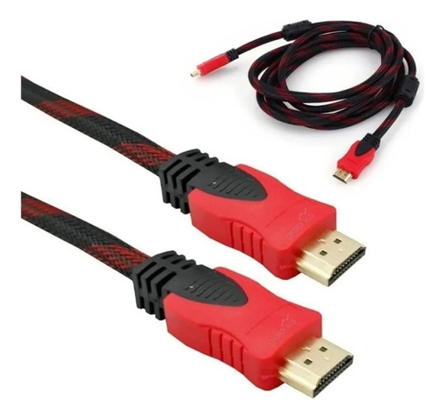 Cable Hdmi Mallado Oro 1080p 4k Doble Filtro 3 Mts Certifica