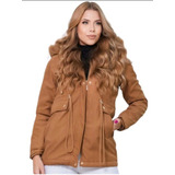 Parka Casaco Sobretudo De Sarja Feminino Forrada