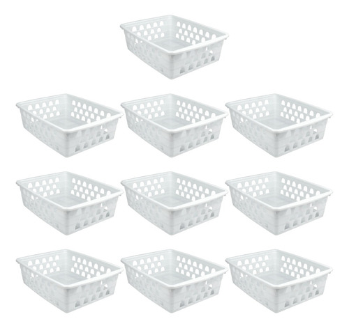 Cesto Organizador Kit 10 Peças 16x12x6cm Branco