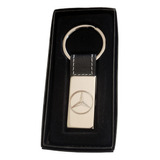 Llavero Metal Tira Cuero Mercedes Benz Grabado Personalizado