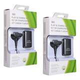 2 Kit Fonte E Carregador P/ Controle Xbox 360 Cabo Usb Par