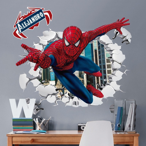 Decoración Cuarto Infantil Spiderman Pegatina Con Nombre