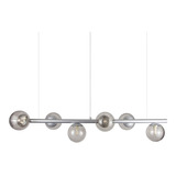 Lustre Pendente Figo Prata - 6 Globos Esfera De Vidro Fumê