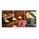 3 Placas Decorativas Spa Velas Flor De Lotus Relaxamento 