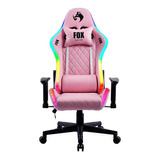 Cadeira Fox Rgb Iluminação Led Rosa Logo Preto Cor Azul Material Do Estofamento Couro Sintético