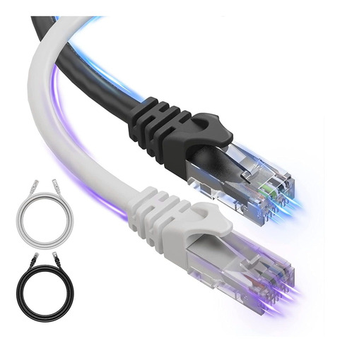 Cable Ethernet Cat6, 25 Pies Paquete De 2 Lan, Utp Cat ...