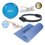 Kit Yoga Pilates Anel Tapete E Bola Suíça 