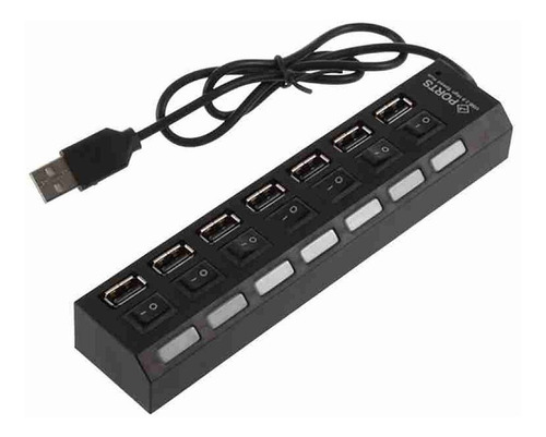 Hub Multiplicador De 7 Bocas Con Interruptor Conectores Usb 