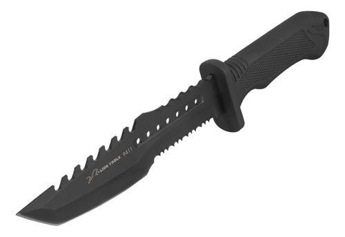 Cuchillo Tactico Con Pedernal Militar Caza + Funda A9411 Env Color Negro