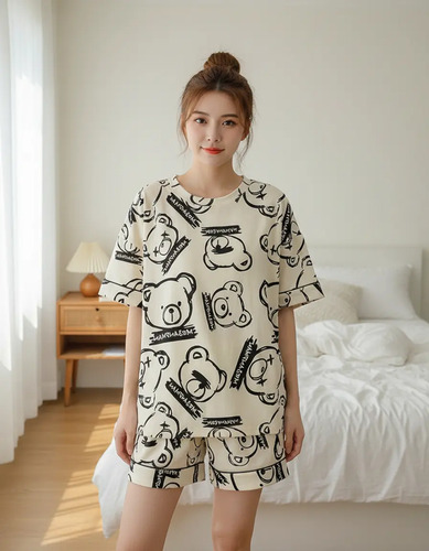 Conjunto De Pijama De Verano De Algodón Para Mujer 2pz