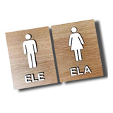 Kit Placas Para Banheiro Ele E Ela Mdf Decorativa 3mm