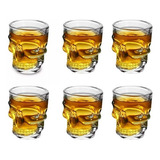 Set 6 Vaso Whisky Tequilero Shots Craneo Calavera 65ml Color Vidrio