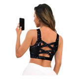 Crop Top Deportivo Transpirable Con Copa Removible - Negro