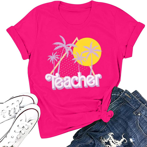 Playera Teacher Barbie, Camiseta Moda Educativa
