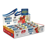 Suplemento Em Barra Nutrata  Barra De Proteina Whey Grego Bar Proteínas Whey Grego Bar Sabor  Morango Com Chantilly Em Caixa De 480g  Pacote X 12 U