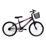 Bicicleta Aro 20 Infantil Feminina Cesta Com Capacete 