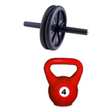 Rueda De Abdominales Doble Ab Wheels + Pesa Rusa 4kg Pvc