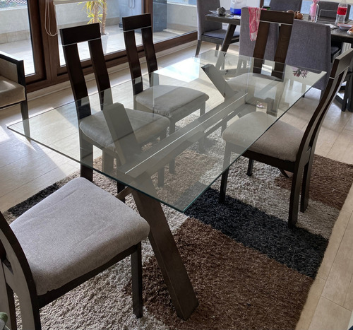 Mesa De Comedor De Vidrio (90cms X 180cms) De 6 Puestos 