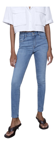 Pantalón Jean Skinny De Zara Mujer Azul Medium, Talla 10 (m)