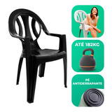 Kit 10 Cadeiras Plástica Preta Bistrô P/até 182kg Resistente