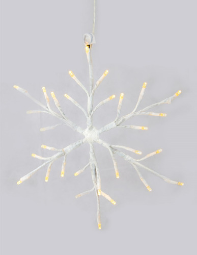 Copo De Nieve Blanco 40cm Luz Led Decoración Navidad Premium