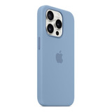 Funda Apple Silicona Magsafe iPhone 15 Pro Azul Invierno Winter Blue Liso