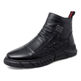 Hombres Casual Zapatos De Cuero De Lujo Martin Chelsea Botas