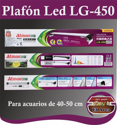 Plafón Atman Led Modelo LG-450 Acuarios 40-50 Cm