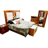 Recamara King Size Fatima 6 Piezas Madera Elegante Cristal