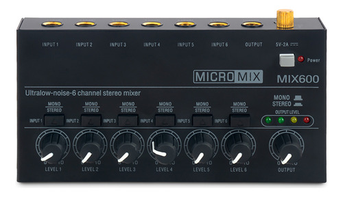 Mixer: Teclados De Mixagem De 6 Canais Stereo Line Mini Bass