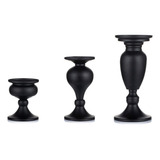 Candelabros Negros Mate Para Velas Cónicas, Vela Retro De Hi