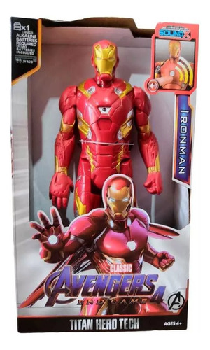Muñeco Ironman Avengers Grande 30cm Con Luz Y Sonido En Caja