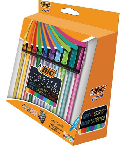 Caneta Esferográfica Bic Fashion Cristal Colorida 10 Cores