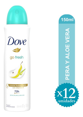 Pack Desodorante Dove Pera Y Aloe Vera 150ml X 12 Unid - Ma